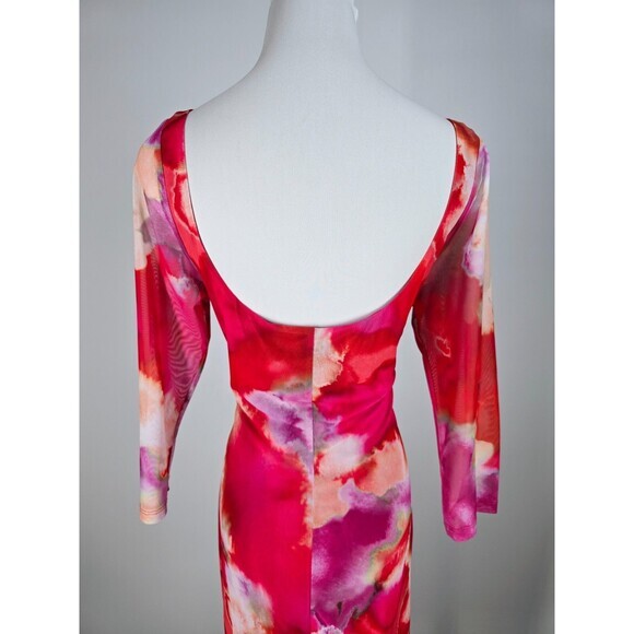 $345 Black‎ Halo Livley Watercolor 3/4 Sleeve Sheath Bodycon Dress Size XL - Picture 7 of 10